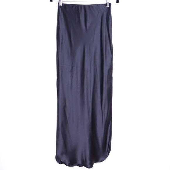 BANANA REPUBLIC NWT Dreamer Silk Maxi Skirt Black High Slit Unlined Women's 2XS - Picture 2 of 9